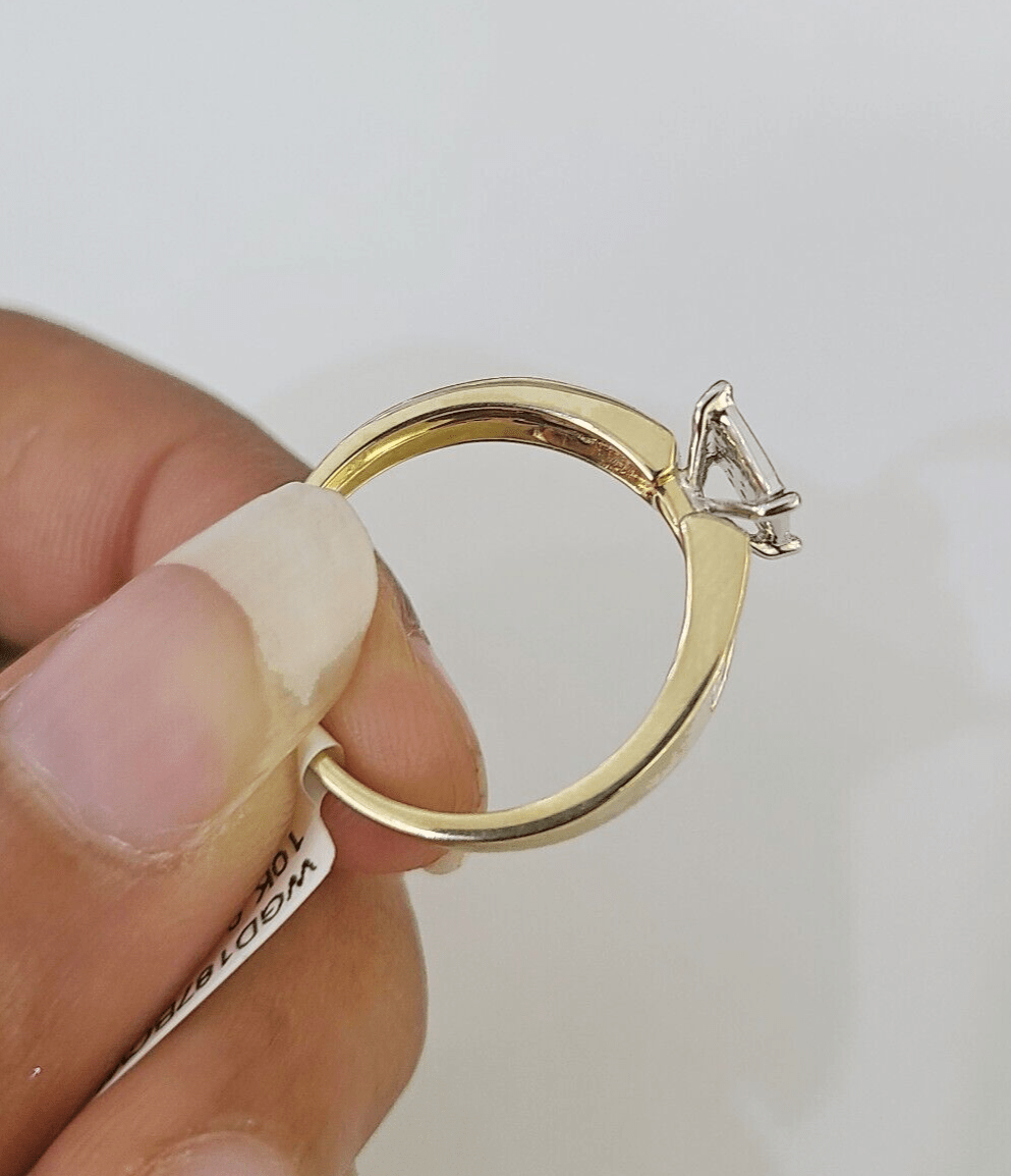 Real 10k Diamond Ladies Ring Yellow Gold Women Casual Genuine Wedding - GoldenlinQ